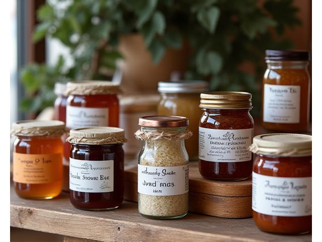 Variety of local artisanal products like jams and honey