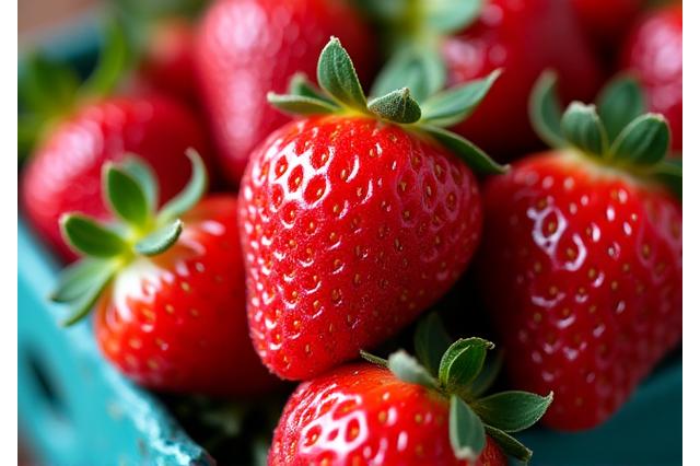 A punnet of vibrant red local strawberries